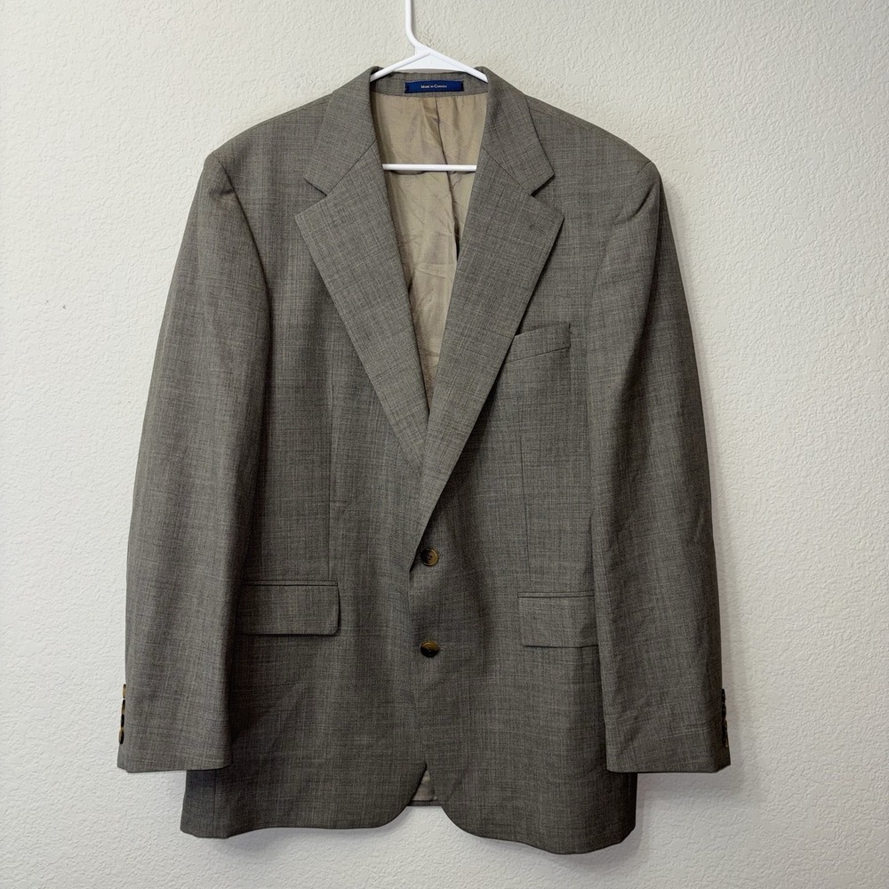 Vintage Chaps Ralph Lauren Wool Blazer Suit Jacket Men's Size 44 Taupe